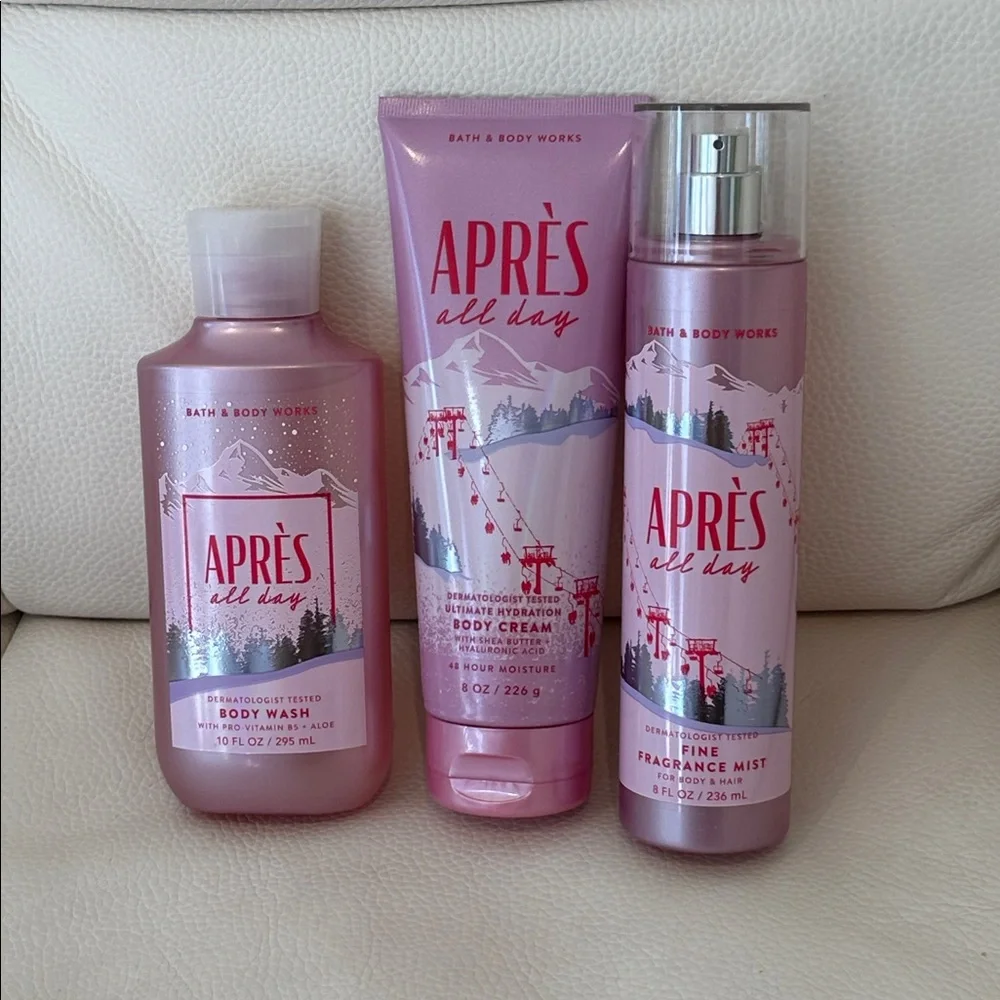 Bath & Body Works Pink Après All Day Body Care Set 3 Piece Full Size